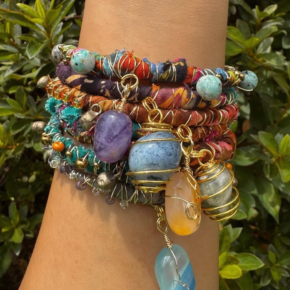 Fabric Wrapped Bangle Bracelet - image 6